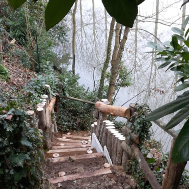 création d'escalier en rondin de bois pour votre jardin