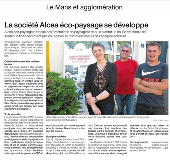 appartition de la société Alcea dans le jounral
