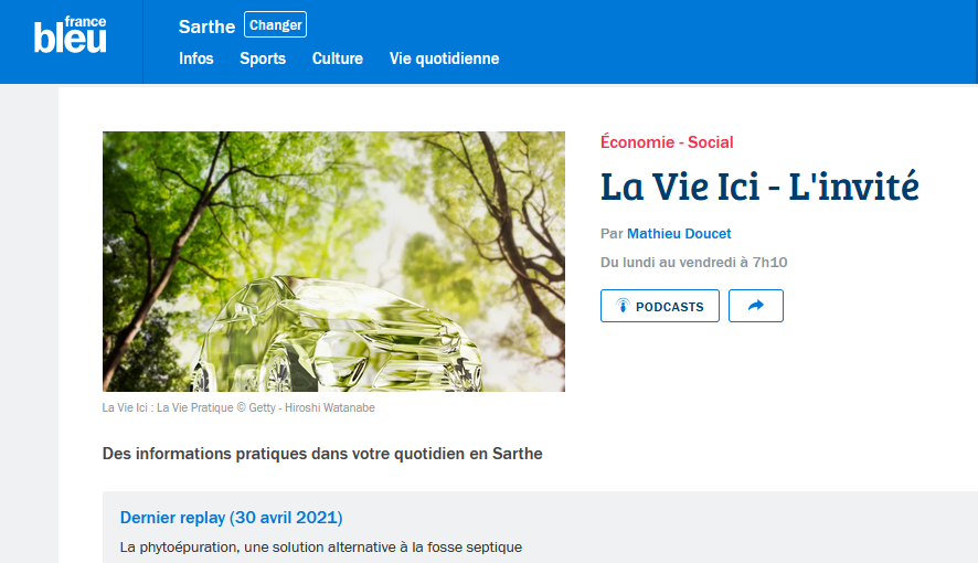 L »invitée de 7h10 sur France Bleu Maine Présentation de la phytoépuration