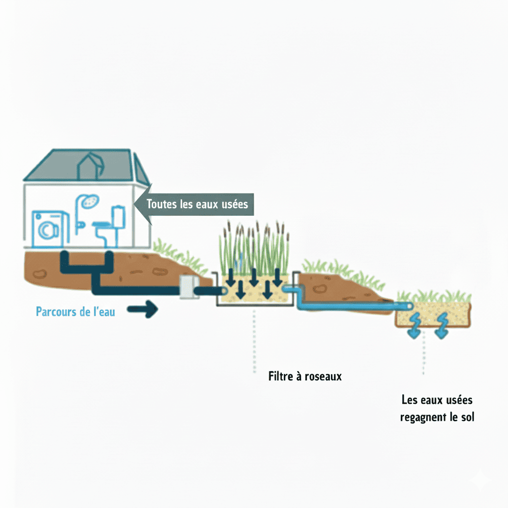 schéma-phytoepuration (1) schéma d'installation de phytoépuration - assainissement naturel